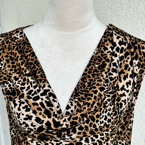 STYLE & CO. Animal Print top. Sparkly,Gold Sequins All Over.Cowl neck.Ca… - Picture 1 of 9